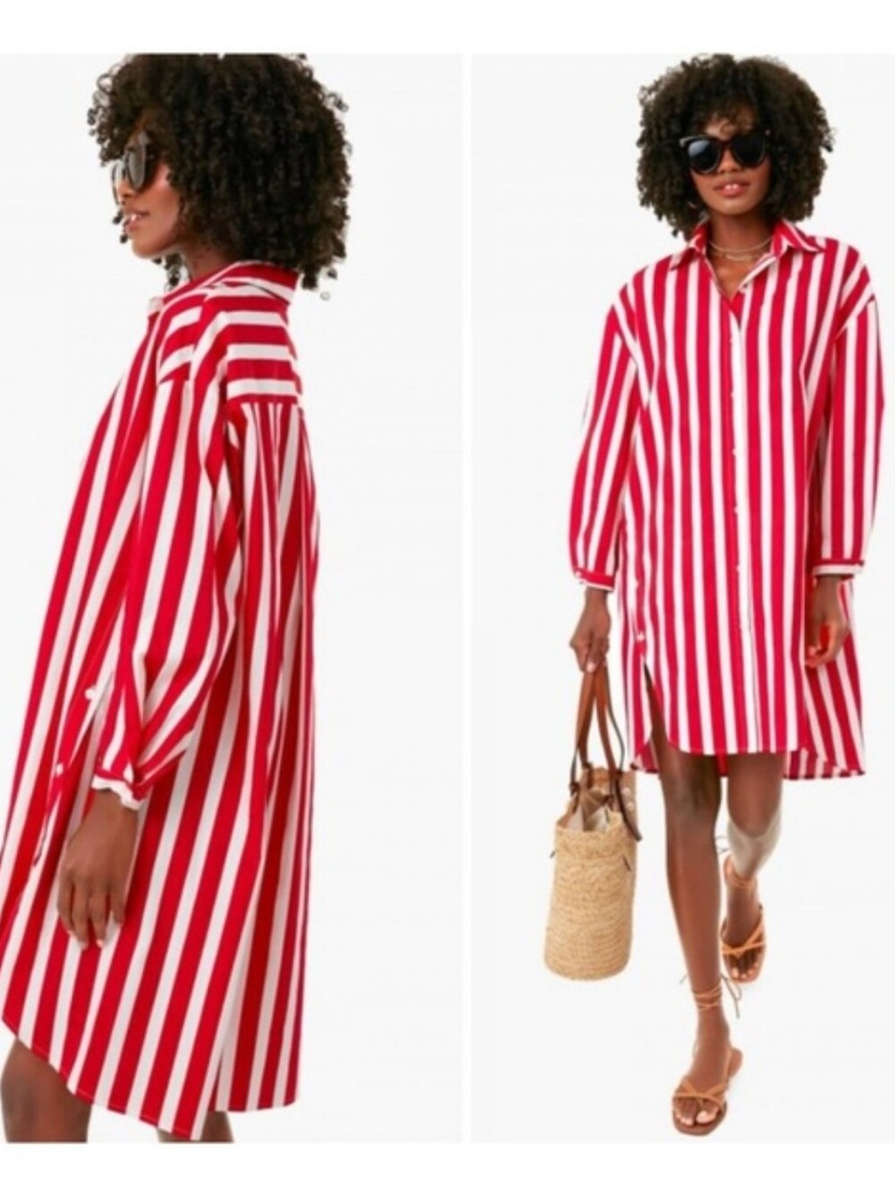 Tuckernuck Pomander Place Red Striped Brennan Oversized Top Dress Medium